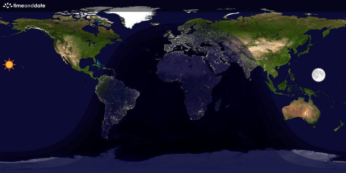 Verdenskart som viser dag og natt 