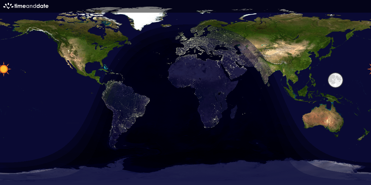 Verdenskart som viser dag og natt 