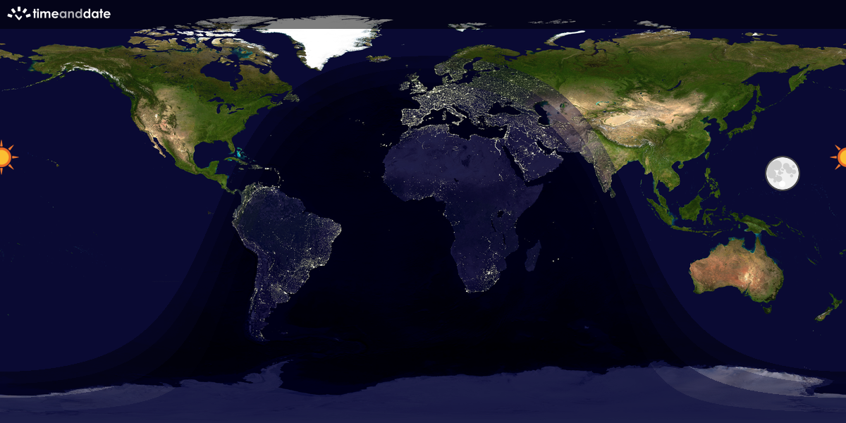 Verdenskart som viser dag og natt 