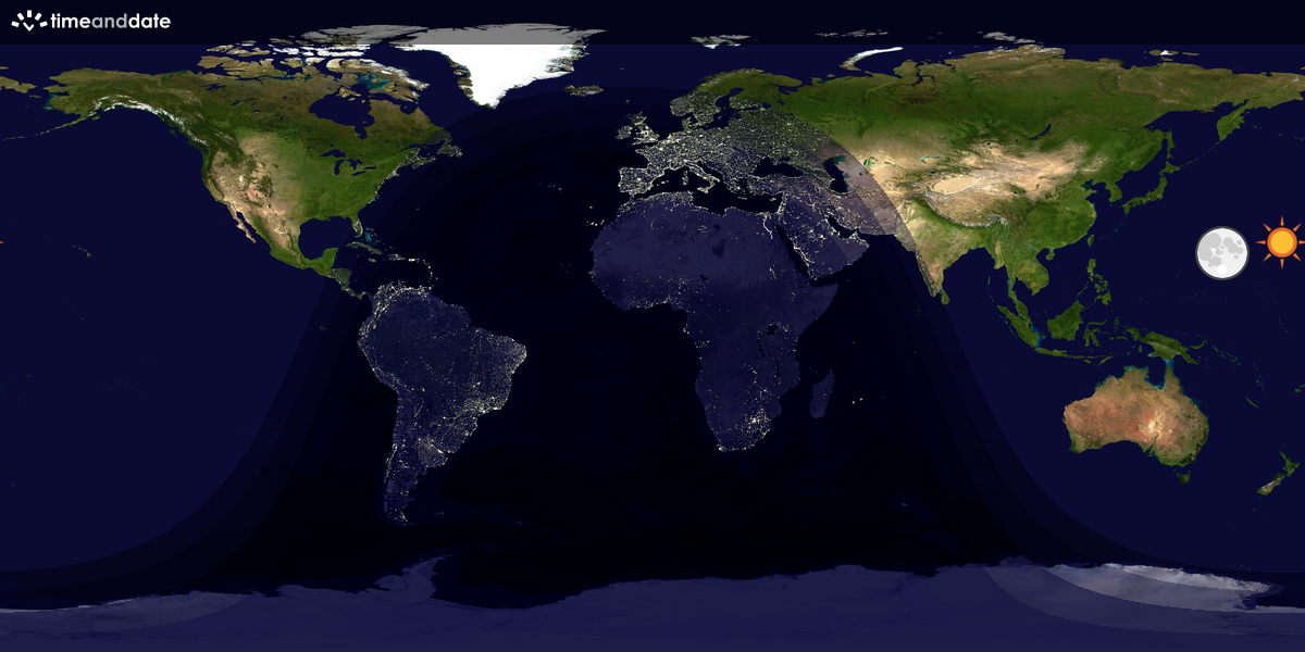 Verdenskart som viser dag og natt 