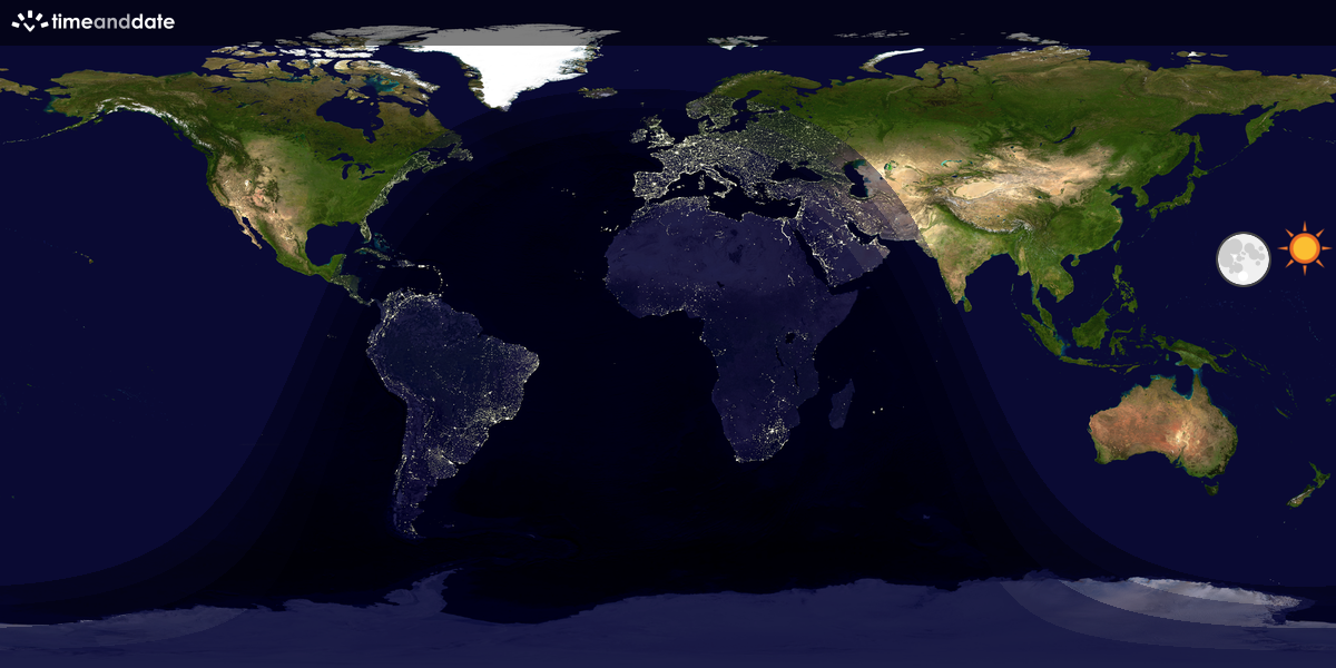 Verdenskart som viser dag og natt 