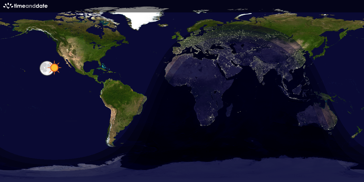 Verdenskart som viser dag og natt 