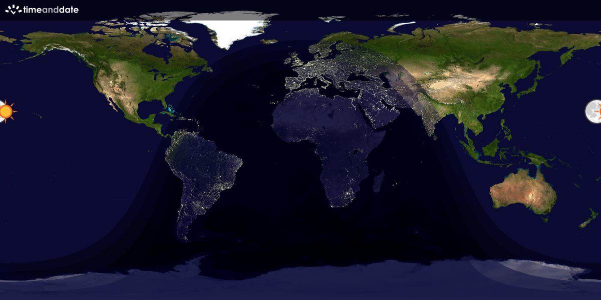 Verdenskart som viser dag og natt 