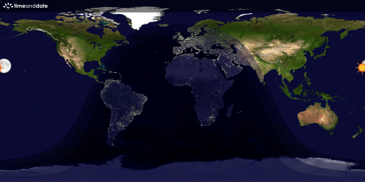 Verdenskart som viser dag og natt 