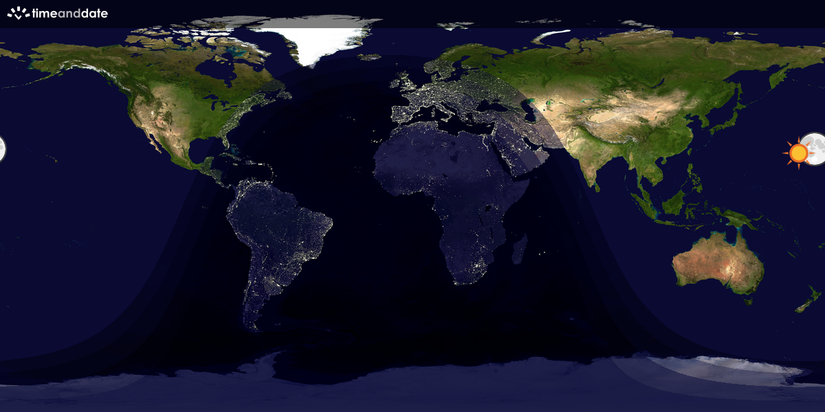 Verdenskart som viser dag og natt 