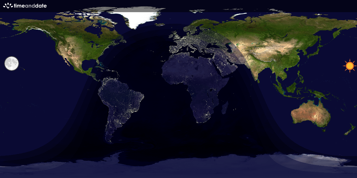 Verdenskart som viser dag og natt 