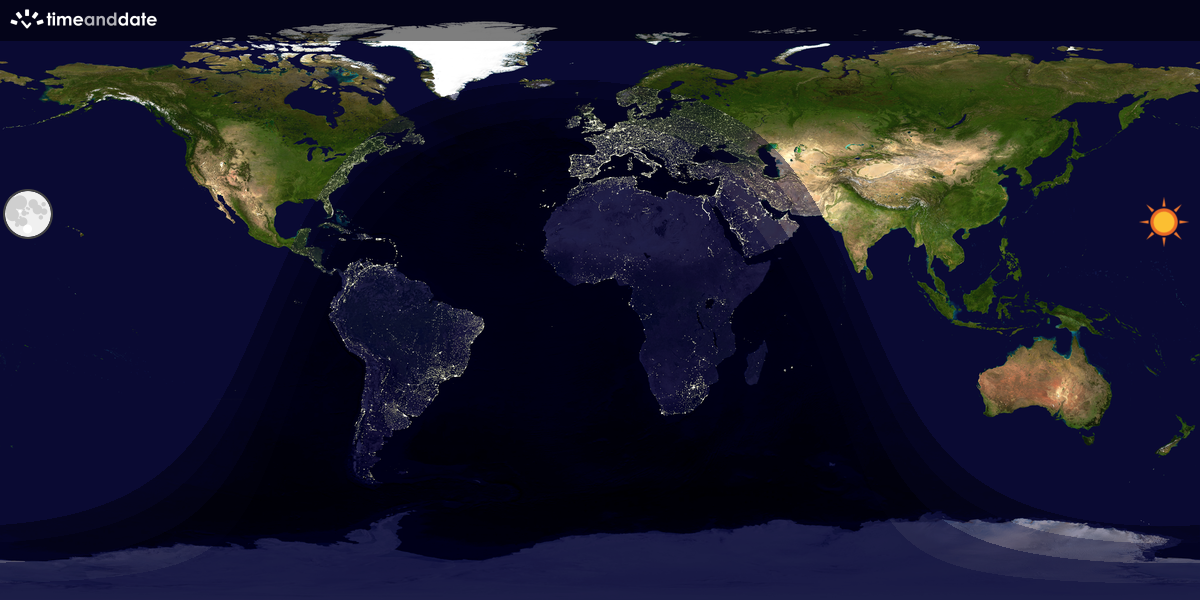 Verdenskart som viser dag og natt 