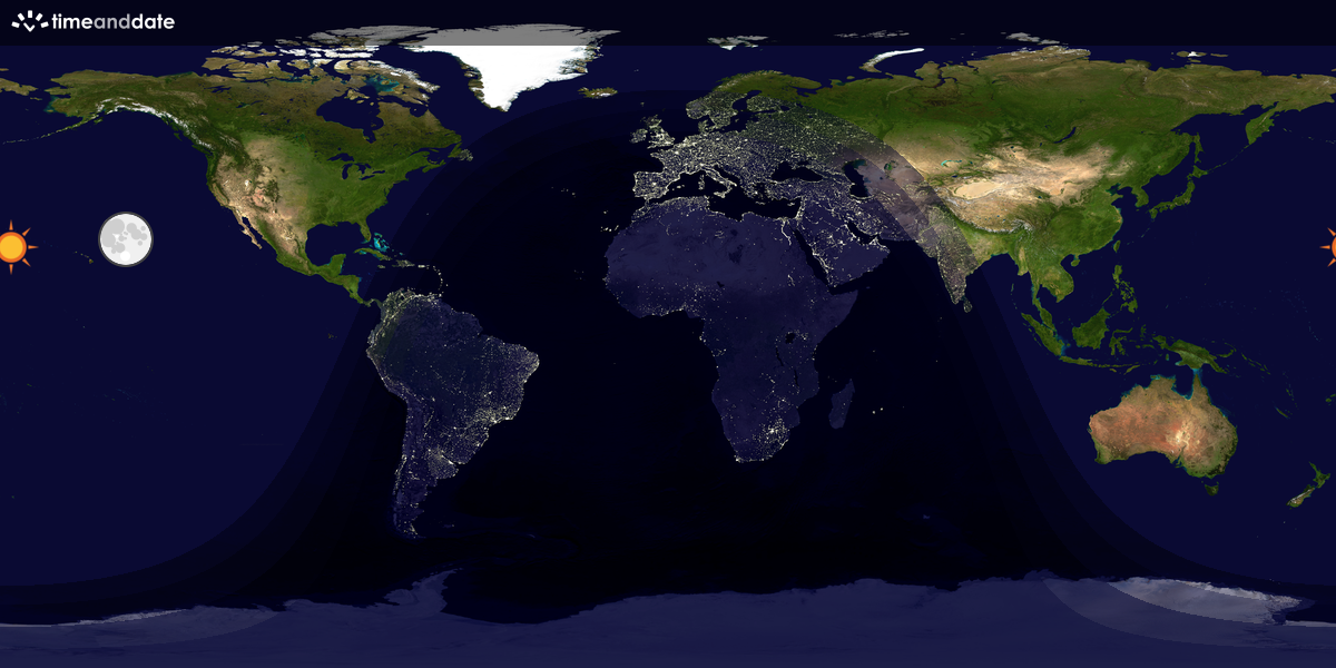 Verdenskart som viser dag og natt 
