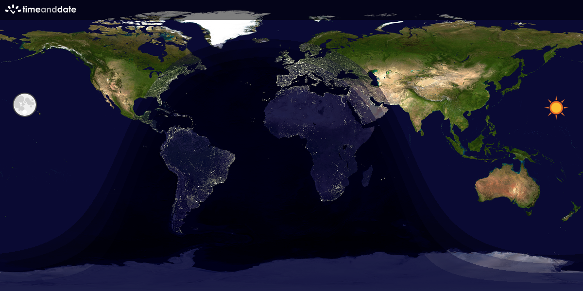 Verdenskart som viser dag og natt 