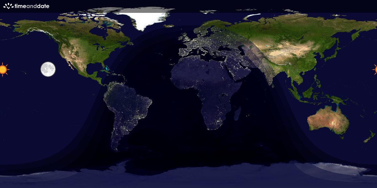 Verdenskart som viser dag og natt 