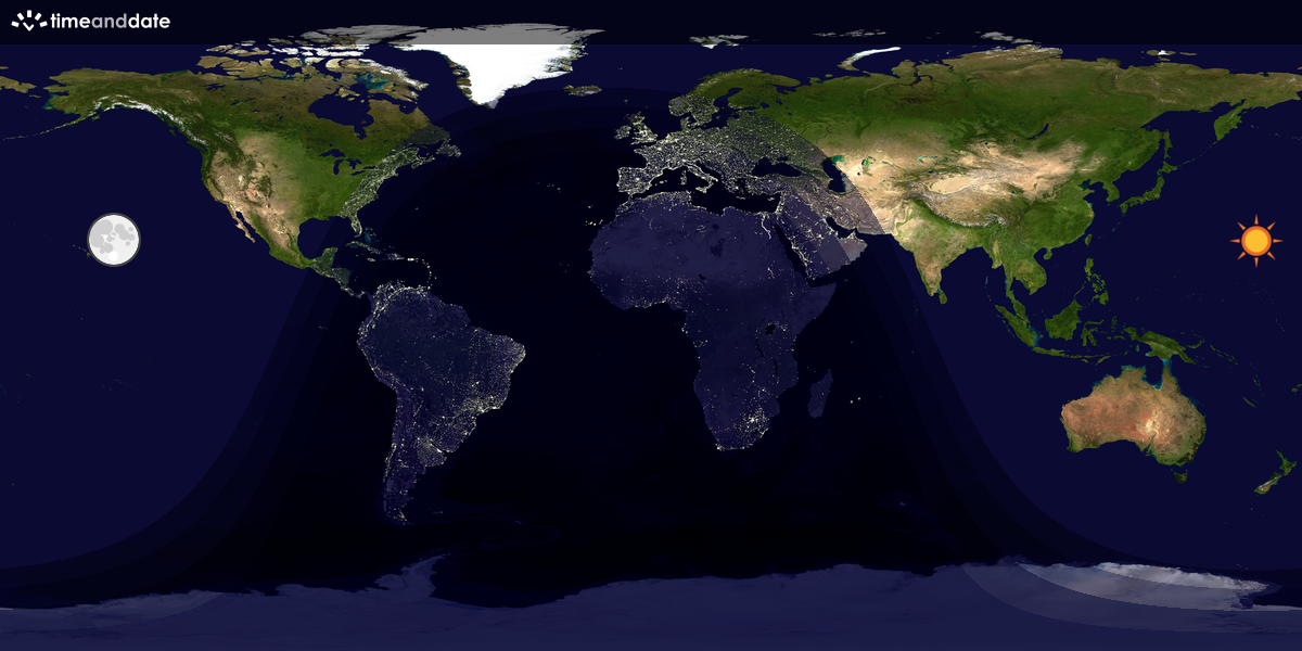 Verdenskart som viser dag og natt 