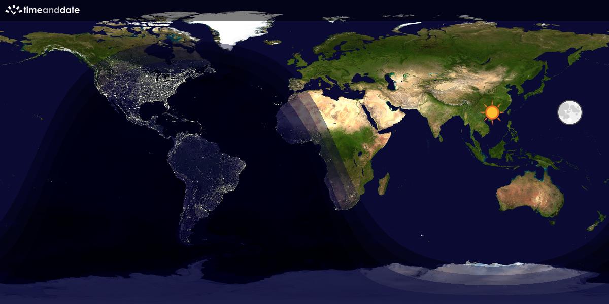 Verdenskart som viser dag og natt 