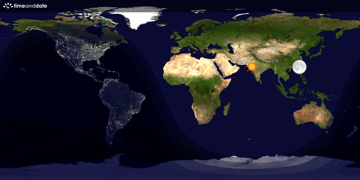 Verdenskart som viser dag og natt 