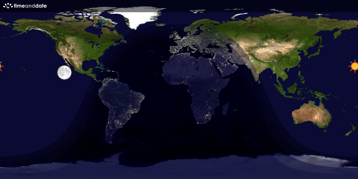 Verdenskart som viser dag og natt 