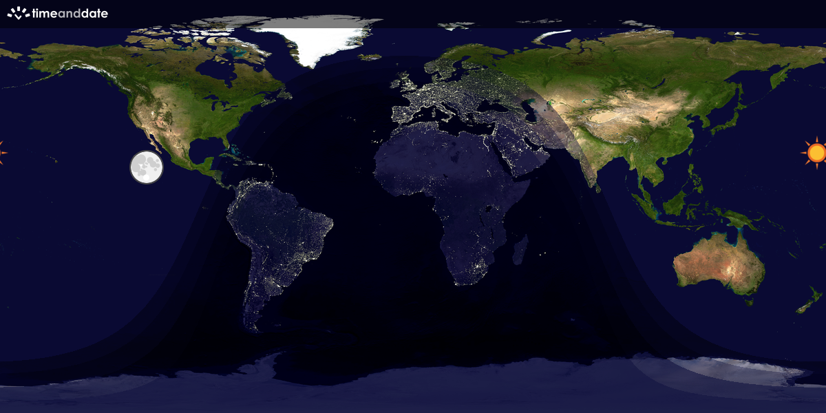 Verdenskart som viser dag og natt 