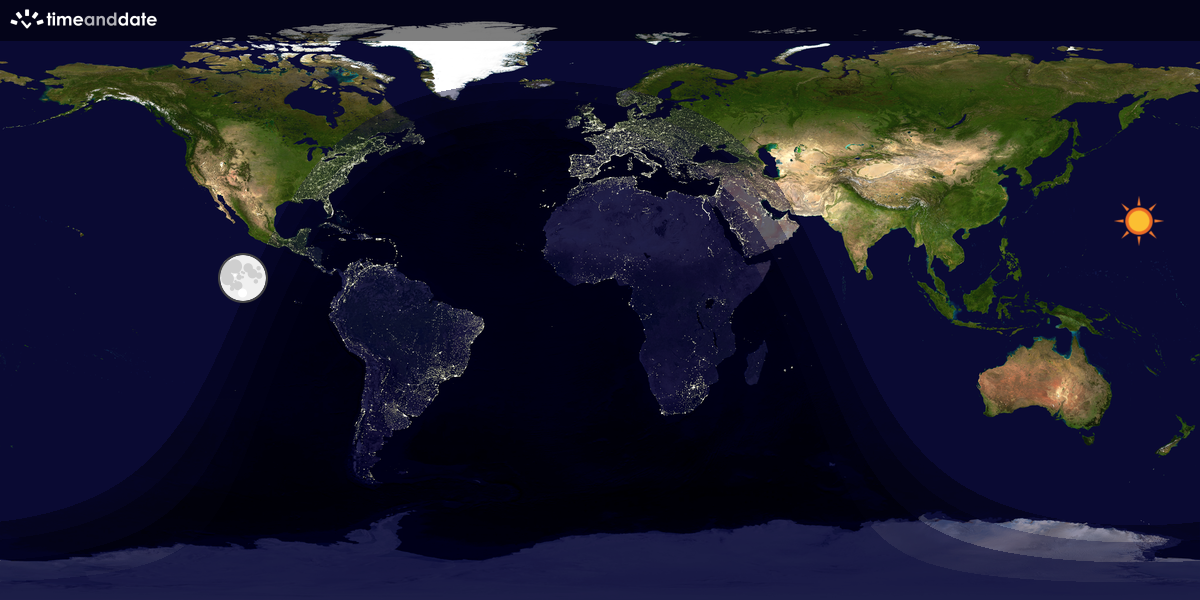 Verdenskart som viser dag og natt 