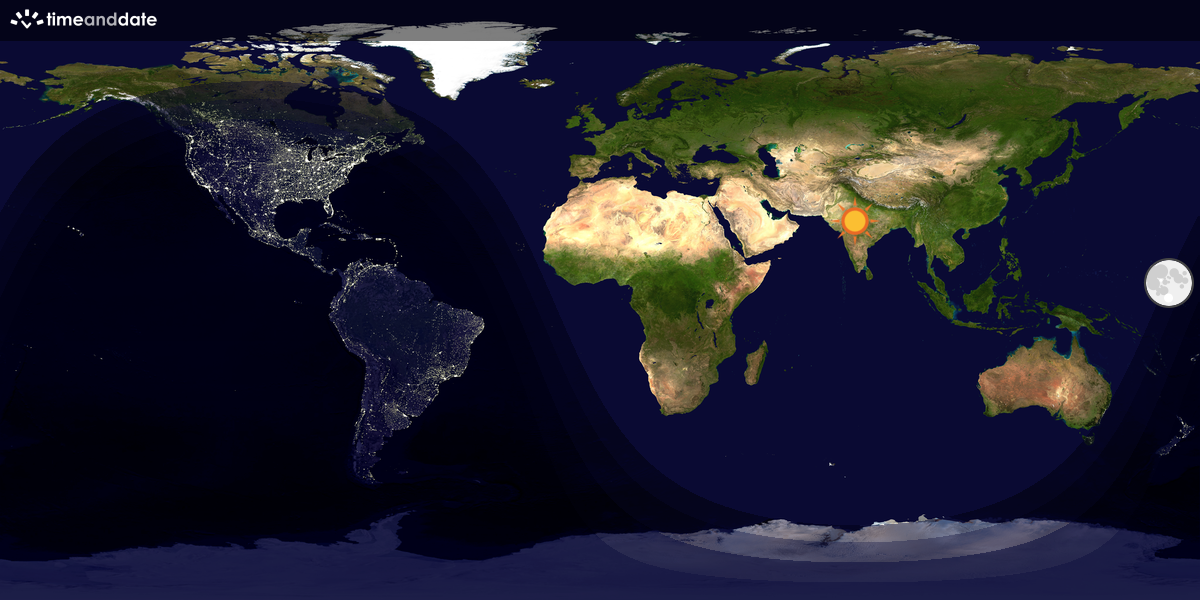 Verdenskart som viser dag og natt 