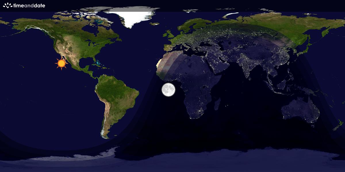 Verdenskart som viser dag og natt 