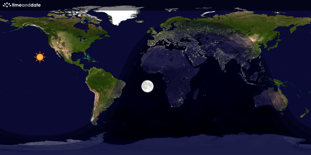 Verdenskart som viser dag og natt 