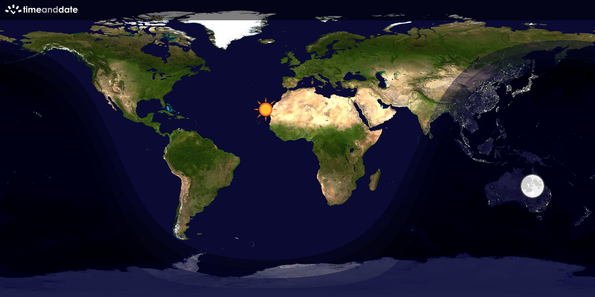 Verdenskart som viser dag og natt 