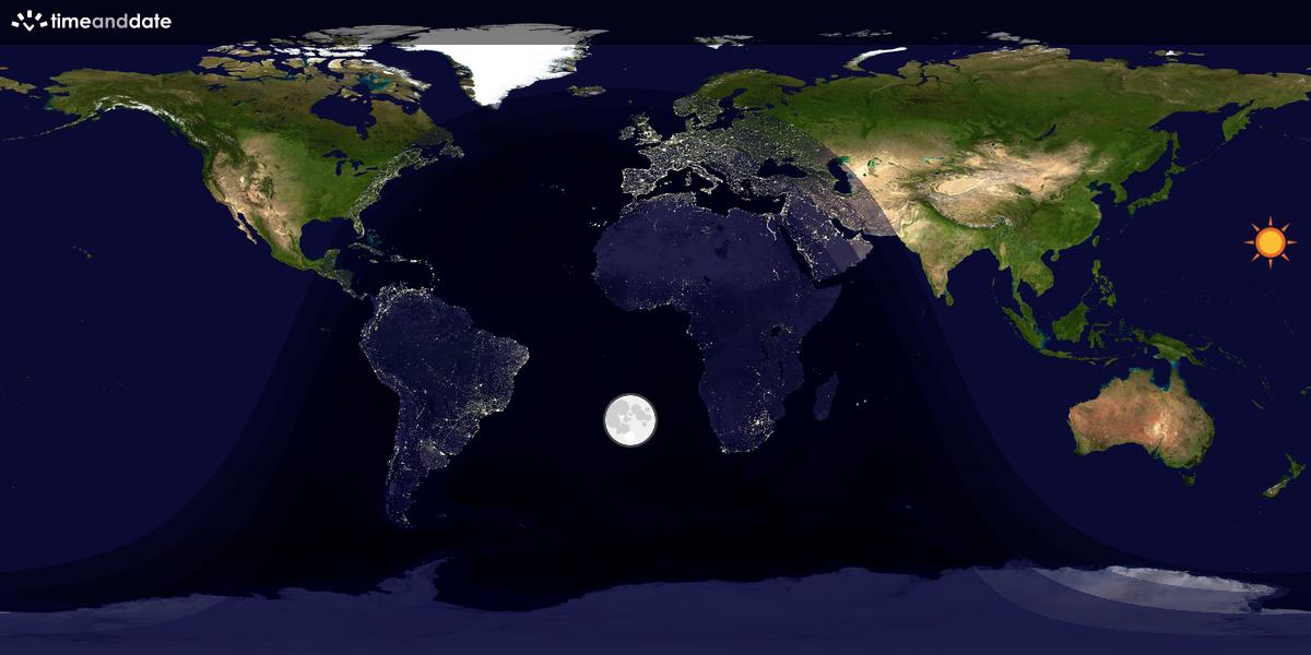 Verdenskart som viser dag og natt 