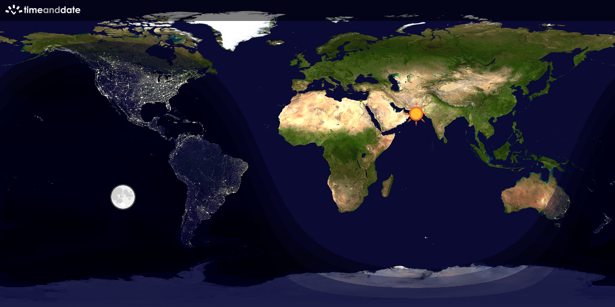 Verdenskart som viser dag og natt 