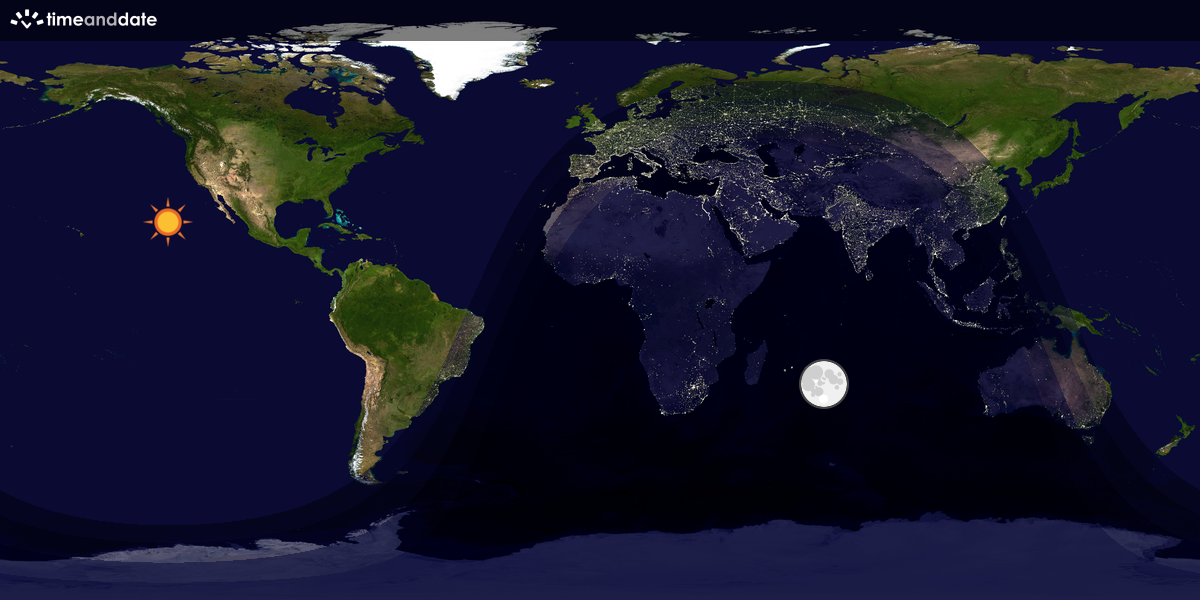 Verdenskart som viser dag og natt 