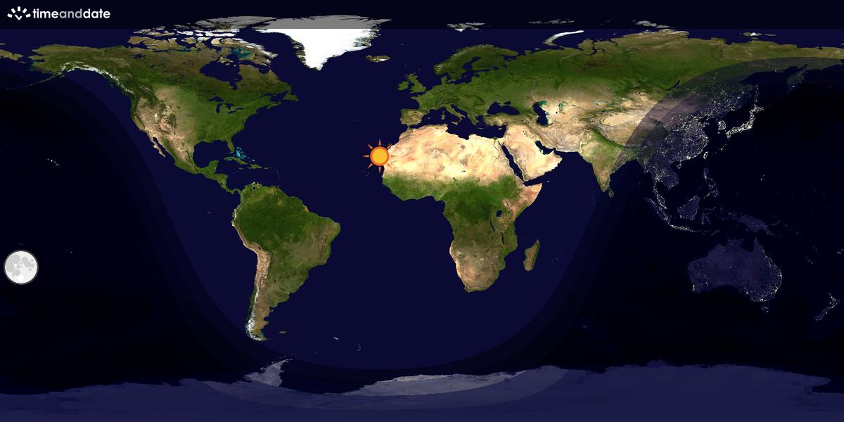 Verdenskart som viser dag og natt 