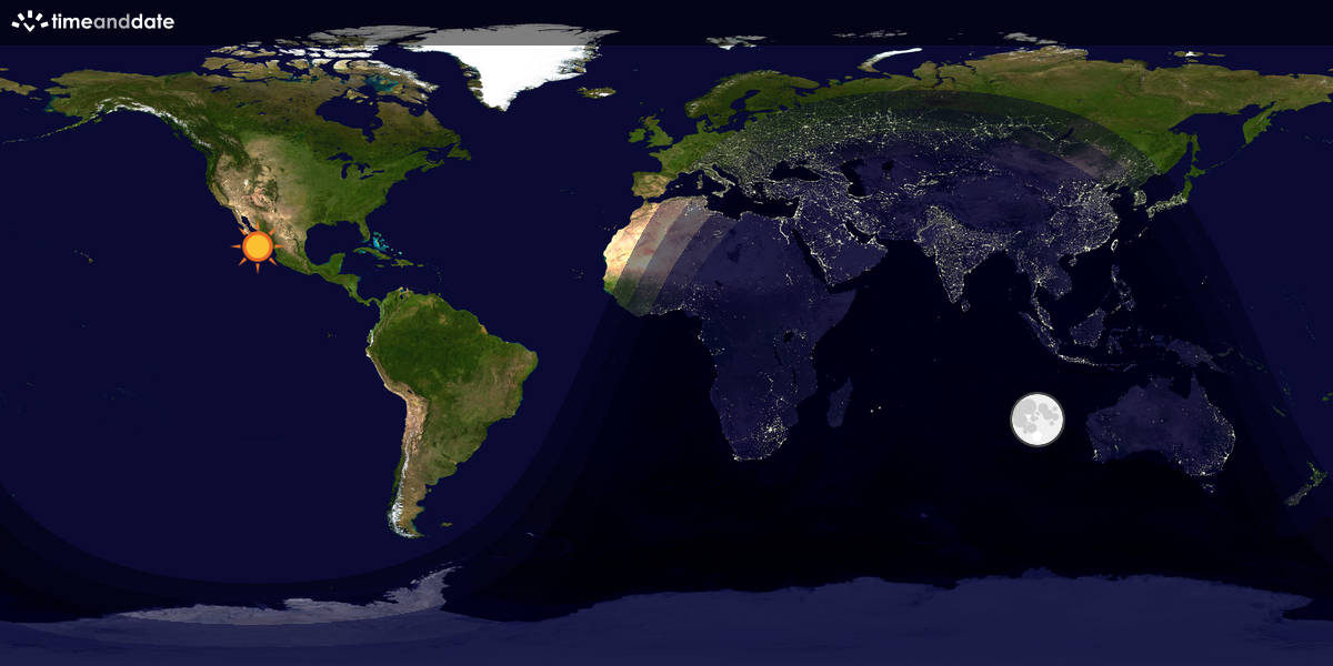 Verdenskart som viser dag og natt 