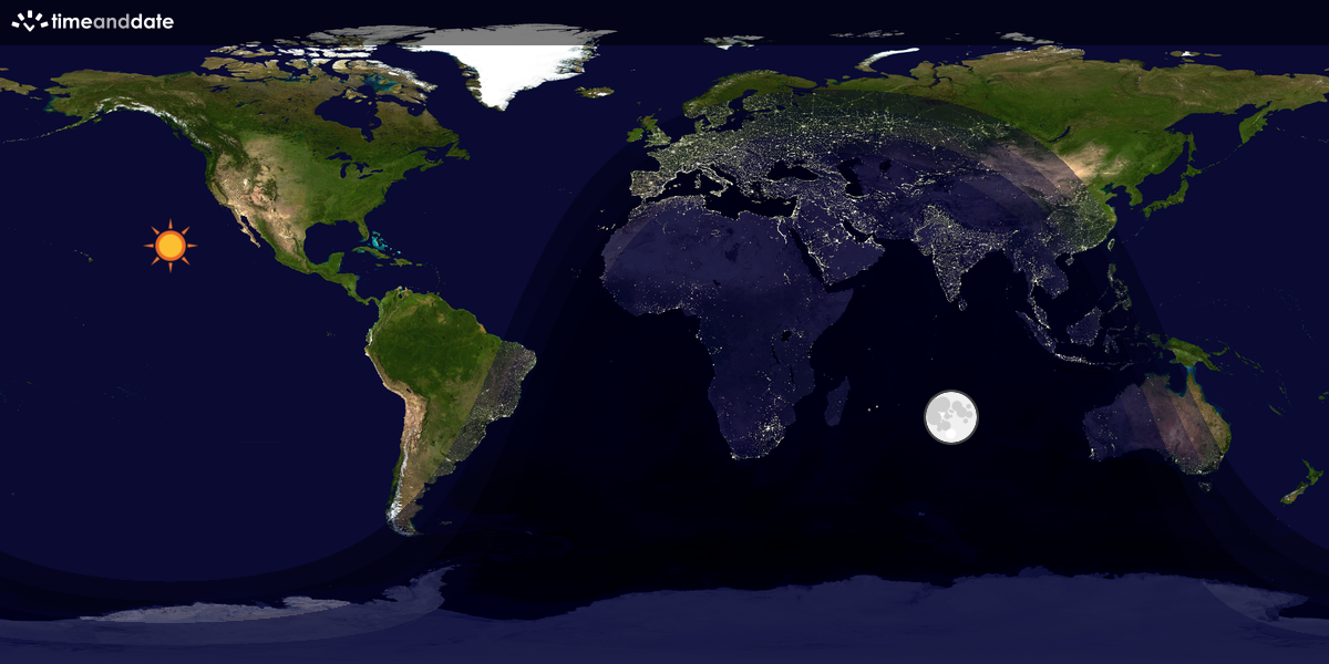 Verdenskart som viser dag og natt 