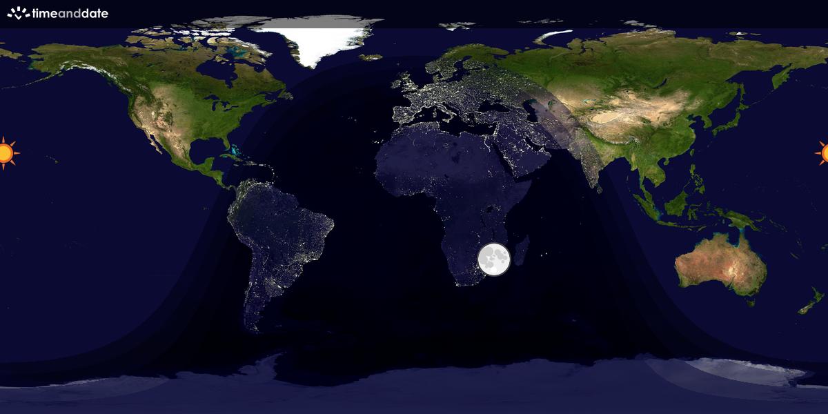 Verdenskart som viser dag og natt 
