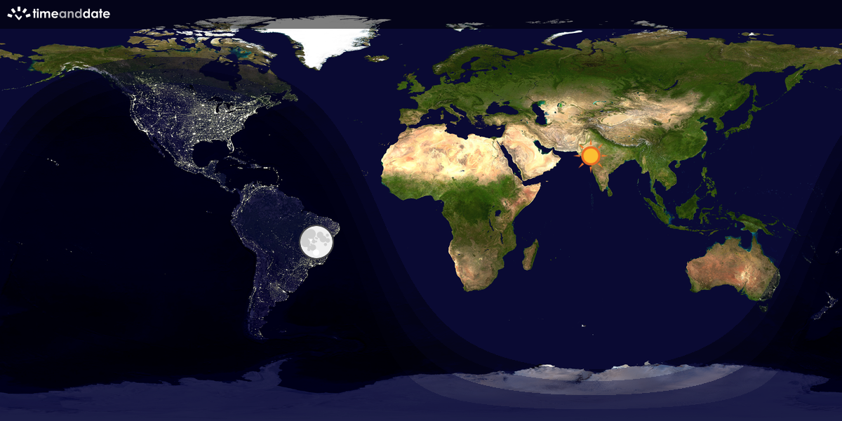 Verdenskart som viser dag og natt 