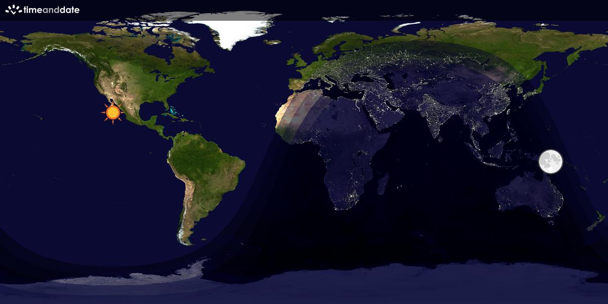 Verdenskart som viser dag og natt 