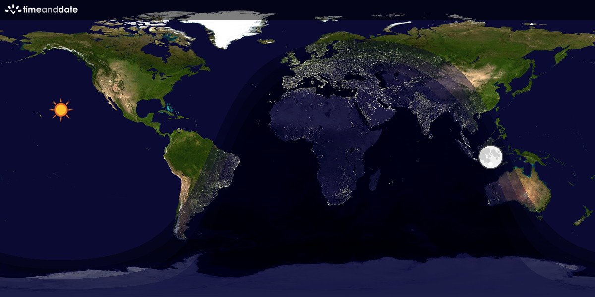 Verdenskart som viser dag og natt 