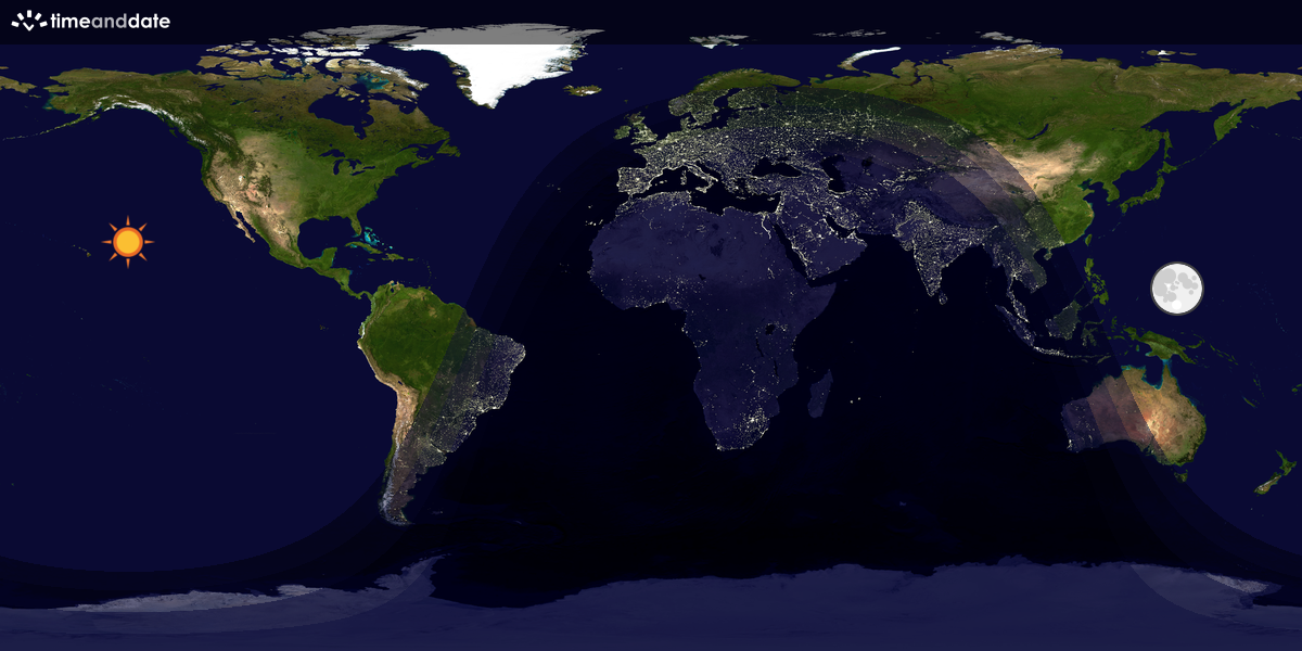 Verdenskart som viser dag og natt 