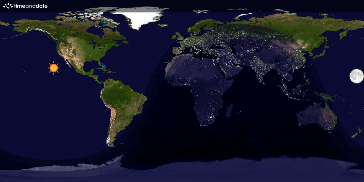 Verdenskart som viser dag og natt 