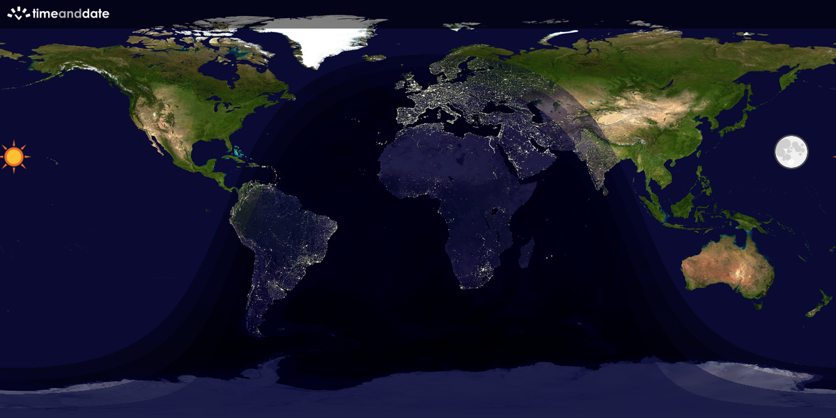 Verdenskart som viser dag og natt 