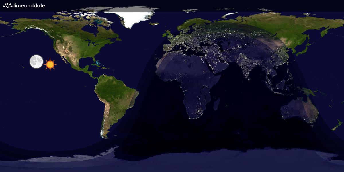 Verdenskart som viser dag og natt 