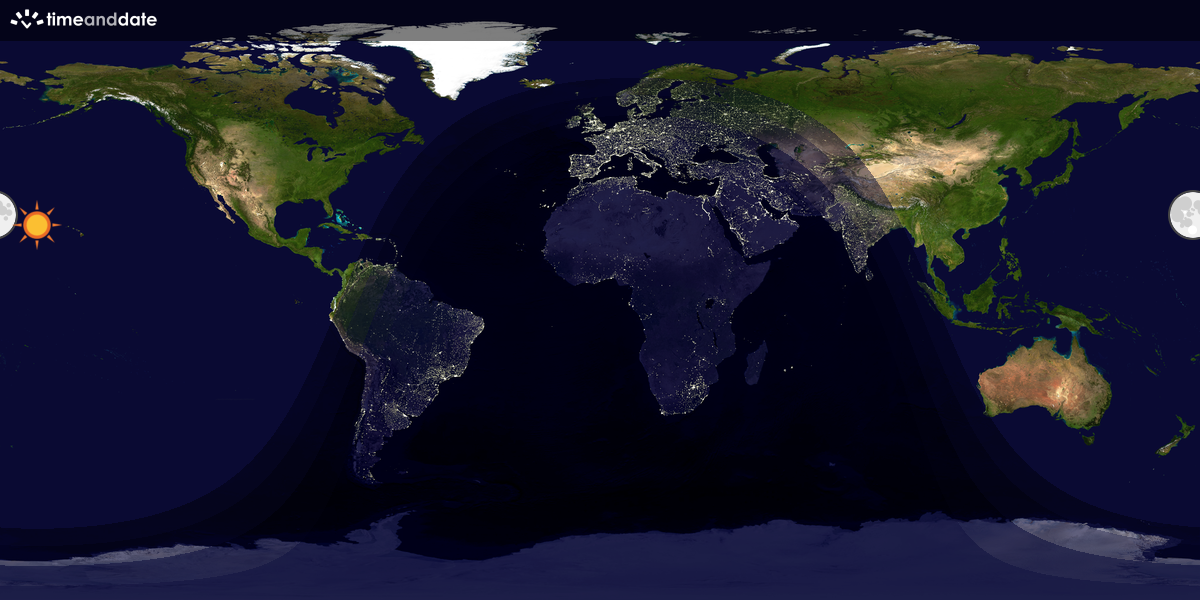 Verdenskart som viser dag og natt 