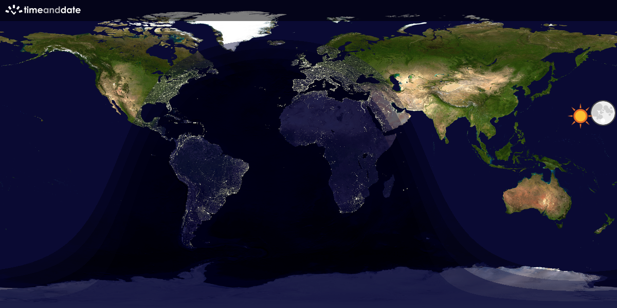 Verdenskart som viser dag og natt 