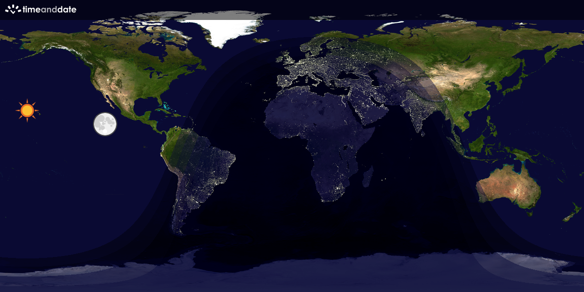 Verdenskart som viser dag og natt 