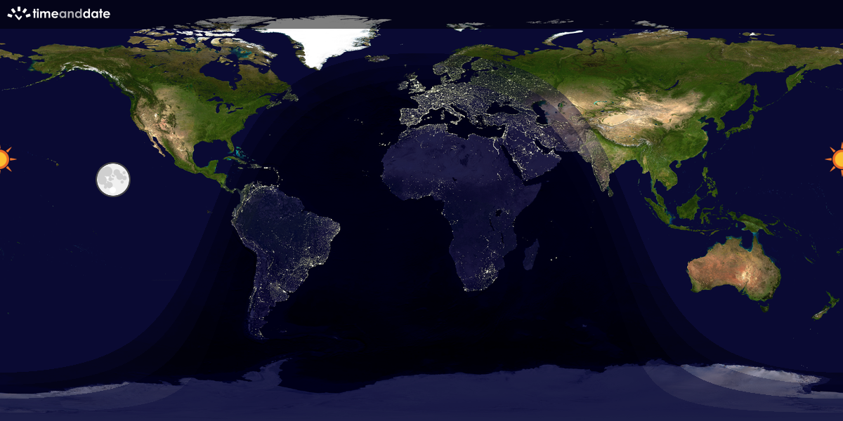 Verdenskart som viser dag og natt 