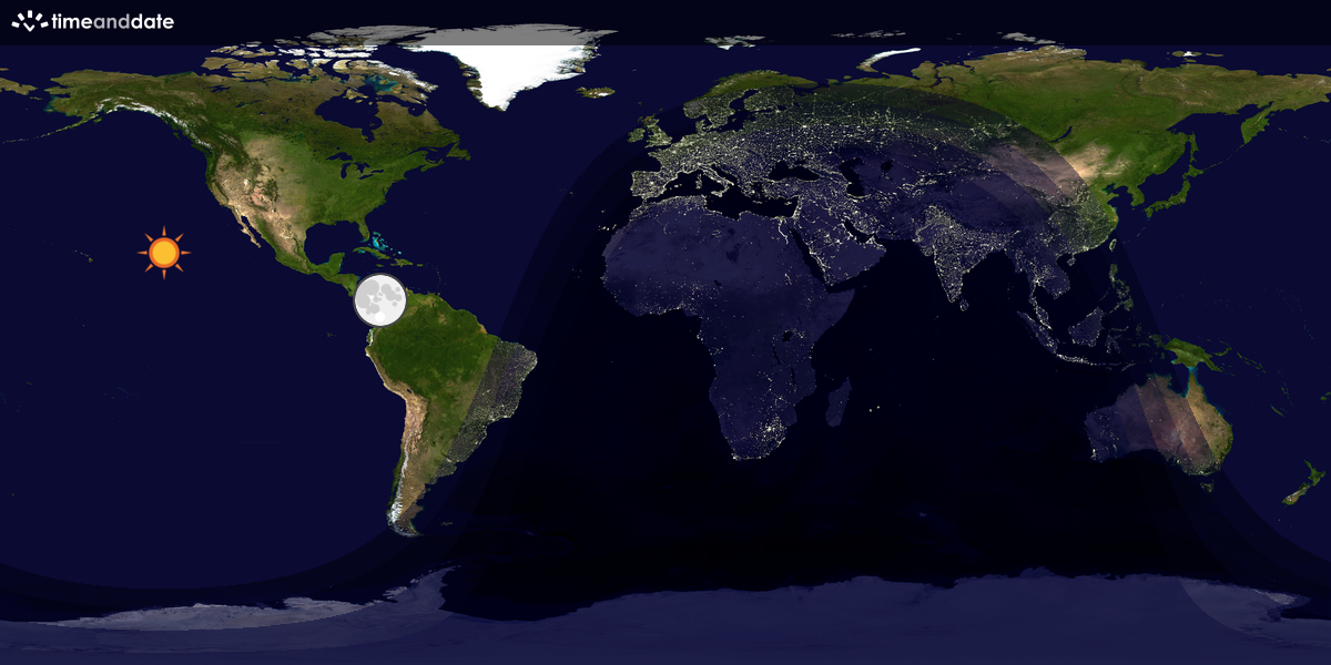 Verdenskart som viser dag og natt 