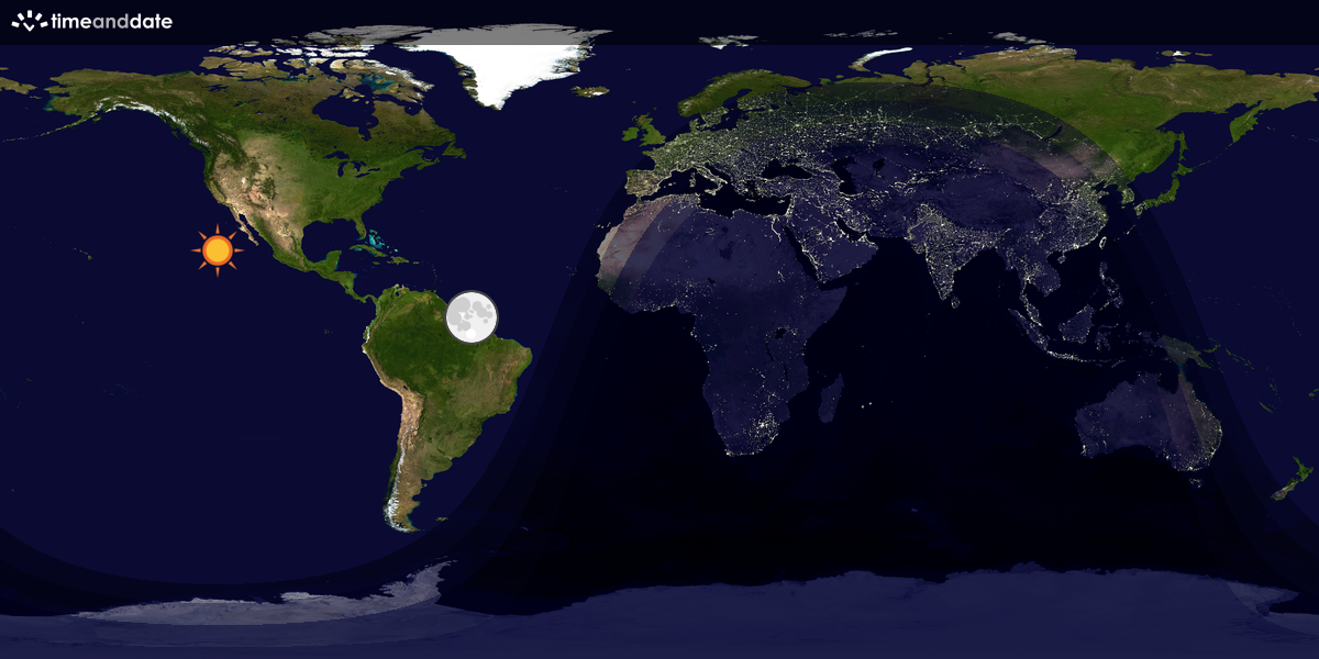 Verdenskart som viser dag og natt 