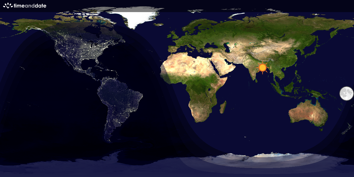 Verdenskart som viser dag og natt 