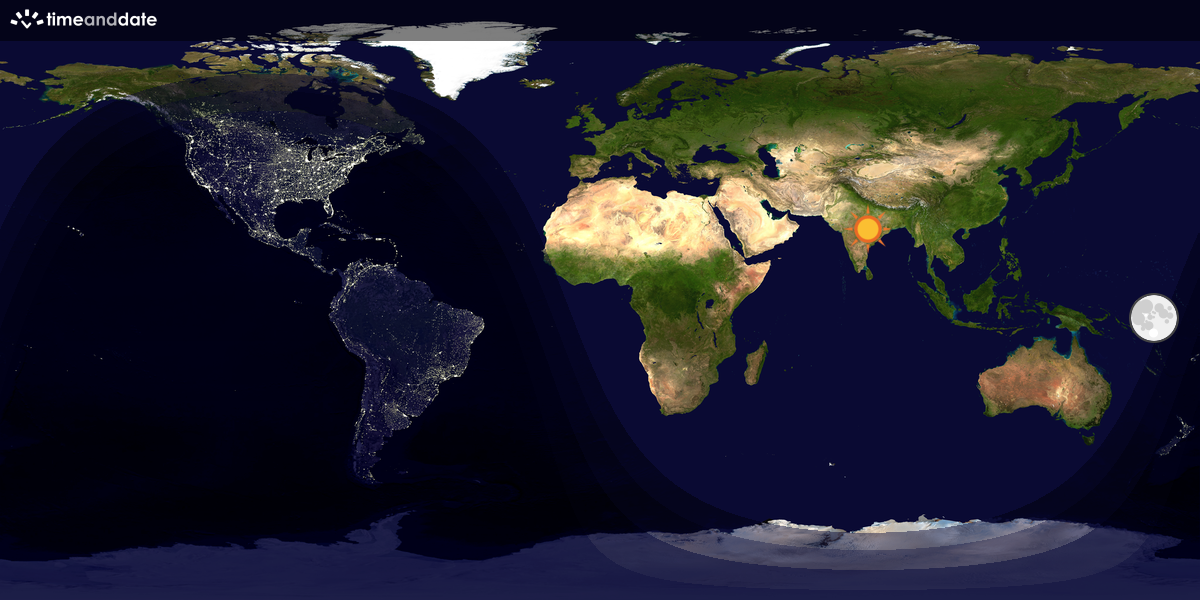 Verdenskart som viser dag og natt 