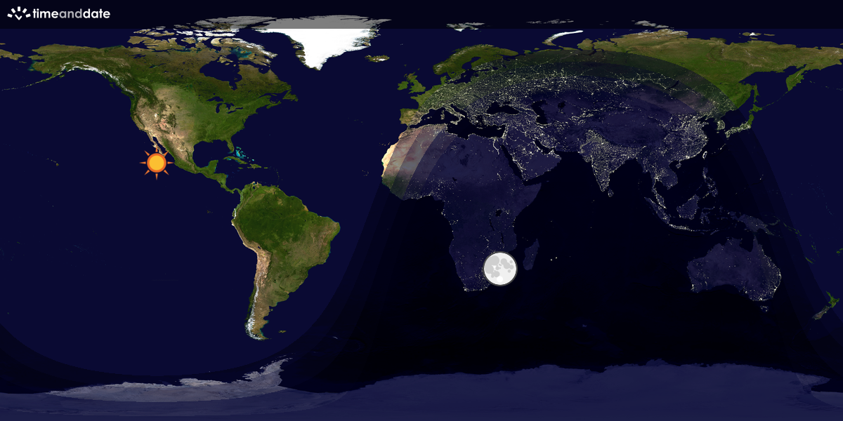 Verdenskart som viser dag og natt 