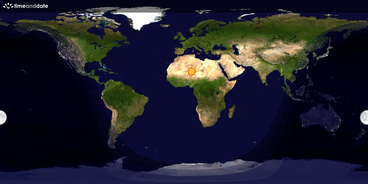 Verdenskart som viser dag og natt 