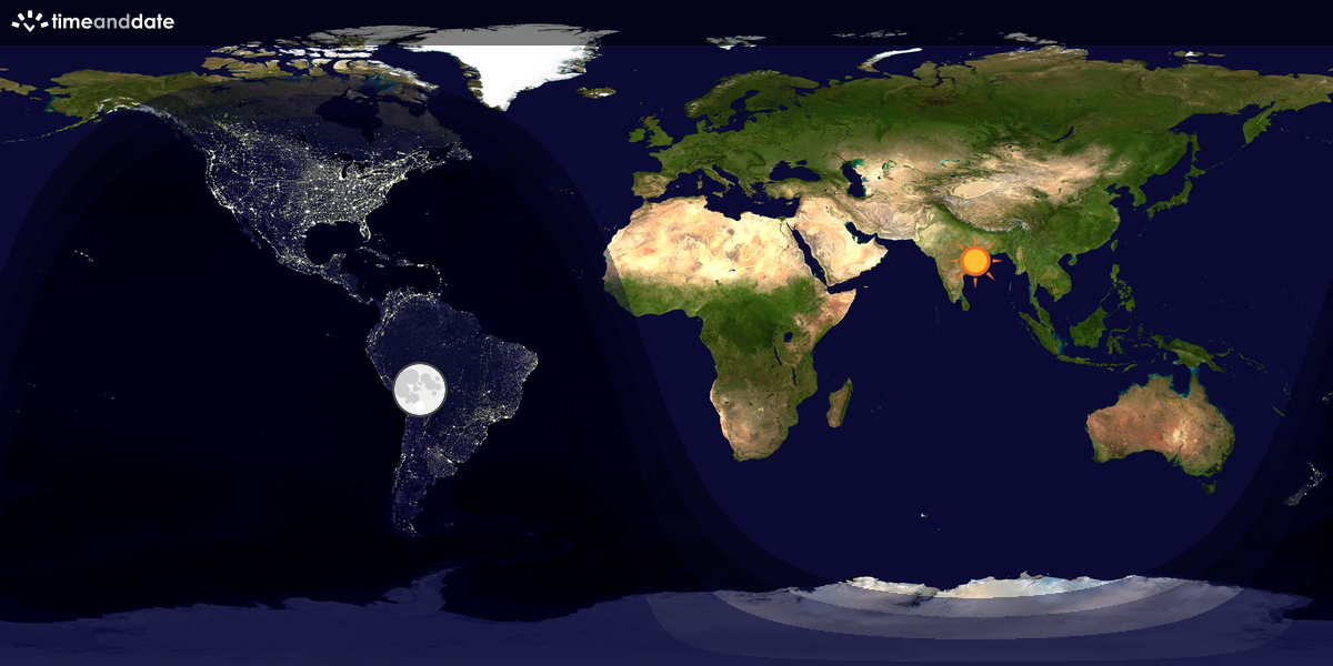 Verdenskart som viser dag og natt 