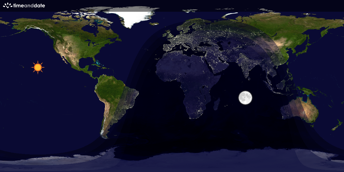 Verdenskart som viser dag og natt 